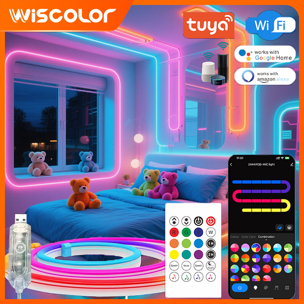 Accessories For Your Gaming Room - 5V USB接続の屋外用RGB LEDライトストリップ、LEDネオンロープライト、ガーデンライト、DIYウォールバックライト、音楽連動制御、ゲーマー向けルームデコレーションランプ。