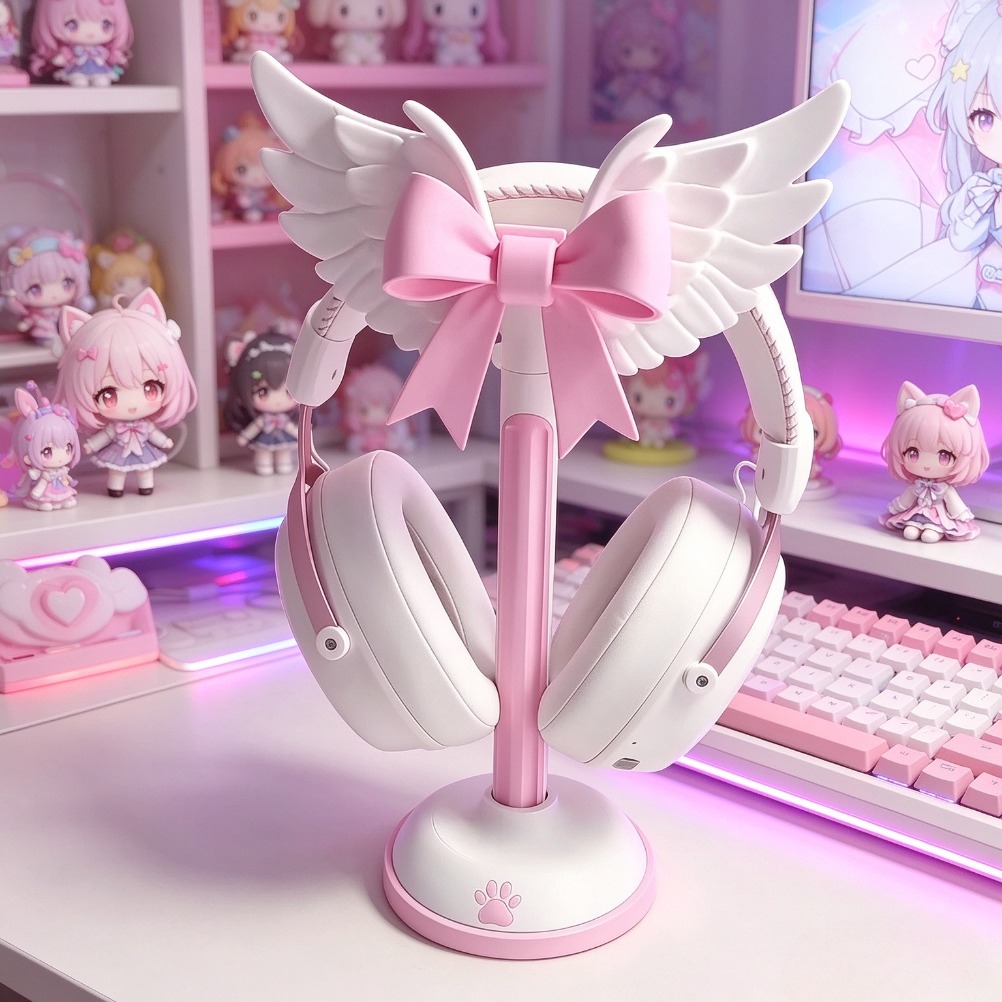 天使の羽根モチーフのヘッドセットスタンド。かわいい女の子向け - Accessories For Your Gaming Room のレビューと価格