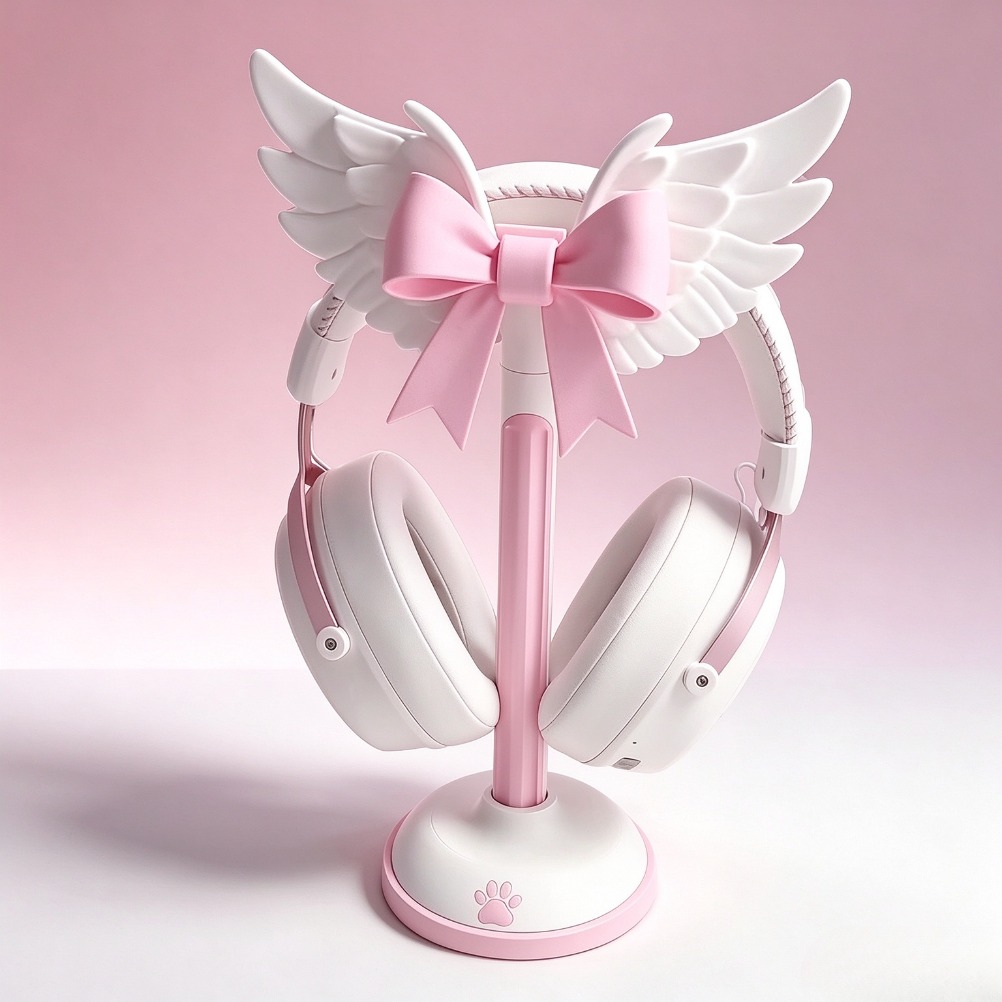 天使の羽根モチーフのヘッドセットスタンド。かわいい女の子向け - Accessories For Your Gaming Room のレビューと価格
